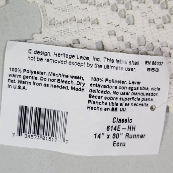 Heritage Lace Table Runner 14 x 80 NWT Home Decor NWT - Picture 5 of 6